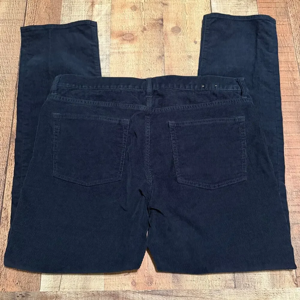 J. Crew Factory Men's Blue Corduroy Straight Leg Pants Sz 36x32 Classic Preppy